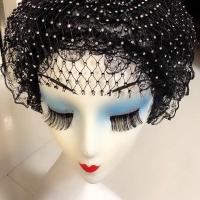 新款时尚纱巾穆斯林头巾满天星贵妇帽简单方便款女士帽子 黑色满天星