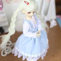 泡泡家 BJD娃娃6分30cm夜萝莉衣服洋装连衣裙套装蕾丝花边蝴蝶结 淡蓝裙+白衬衫 只有衣服(送一条内裤)