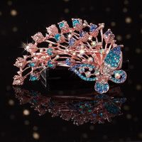 水钻花朵大号鸭嘴夹韩版蝴蝶盘发神器发卡马尾夹成人女碎发尖嘴夹 蝴蝶--蓝 鸭嘴夹