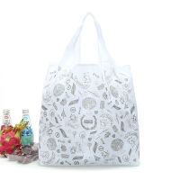 日单卡通大号可折叠便携环保购物袋大容量尼龙防水手提袋买菜包 白色
