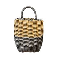 手工编织塑料电动车小挂篮桌面整理收纳筐洗澡篮子单耳吊篮花篮子[8月31日发完] 灰米