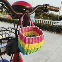 塑料编织电动车小号挂篮手提篮子浴室厕所挂式收纳筐沥水篮菜篮子 AB-00彩虹色