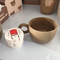 Y3仔仔熊吸管保温杯女学生韩版可爱简约毛绒一杯两用防摔316水杯 仔仔熊小碗杯盖