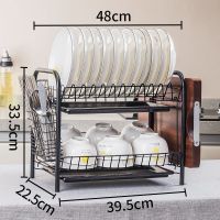 厨房置物架碗架沥水架落地多层碗碟收纳架碗筷收纳盒台面家用碗柜 双层n形砧板款