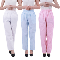 护士裤子白色工作裤冬季加厚款松紧西裤腰薄款医护士服夏女工作服 白色薄款无兜 S