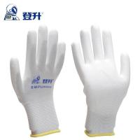 登升669手套劳保耐磨 无硅尼龙涂胶pu涂掌涂指工作薄款无尘防静电 S 669白色12双