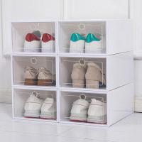 [买6送6共12装]透明鞋盒男女鞋子收纳盒抽屉式鞋盒整理箱鞋盒子 女士翻盖白色3个[3个共6个]