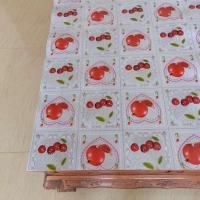 塑料印花水晶桌布防水防油免洗厨房台布饭店幼儿园书桌垫子长方形 樱桃花 60*60cm