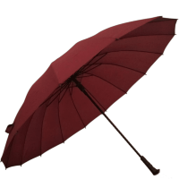 16骨直柄超大晴雨双人自动雨伞防风男商务广告伞加大加厚抗风加固 枣红 16骨钢丝直径1.05米
