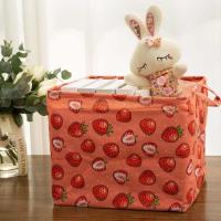 收纳筐学生宿舍装小件衣物收纳袋折叠整理衣物布艺筐大小号收纳袋 红色草莓 32L加厚款[2个装]