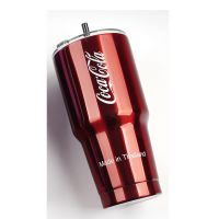 304保温杯大容量水杯不锈钢杯子台阶杯汽车杯咖啡杯多功能冰霸杯 红色可乐(夏季不保温款) 杯+盖+吸管