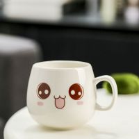 陶瓷马克杯女学生咖啡大肚杯带盖带勺子韩版可爱卡通家用茶具水杯 萌萌哒 单杯 单只装