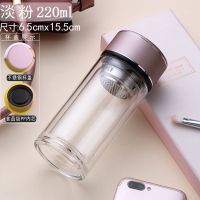 加厚双层玻璃杯男女士家用泡茶杯子带盖防烫办公室水杯便携车载杯 200ml+烧制杯底(B款钢盖)