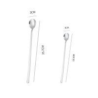 长柄304不锈钢勺子调料小汤匙冰勺咖啡搅拌勺加长甜品勺蜂蜜调羹 304不锈钢 冰勺19.5厘米[1支]