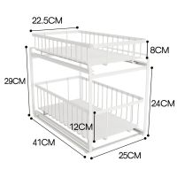 玻璃杯收纳柜茶杯水杯放杯子置物架茶具收纳架子咖啡杯杯具马克杯 白双层杯架(碳钢款可抽拉)