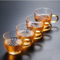过滤泡茶器复古锤纹玻璃茶壶加厚耐高温日式茶具套装新款家用 4只龙香杯