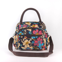 手提包女斜跨小布包包防水加厚手提袋牛津布妈咪包饭盒袋便当包袋 CK-528-1富贵花[斜跨款]