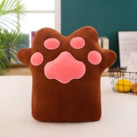 可爱猫爪毛绒玩具抱枕猫爪子沙发靠垫办公室座椅靠垫女生玩偶礼物 棕色(猫爪) 均码(40*40)