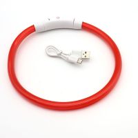 狗狗发光项圈夜间遛狗闪光脖圈USB充电颈圈泰迪金毛夜光项圈 红色 小码35cm