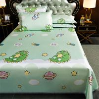 夏天可机洗冰丝席凉席三件套1.8米2米1.2席子1.5米家用0.9m二件套 [新款]恐龙星球 0.9*1.9米床单(二件