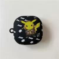 皮卡丘适用三星GalaxyBuds Live耳机套情侣卡通buds蓝牙保护壳pro 三星磨砂椭圆款-黑色跳跃皮卡丘
