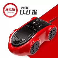 usb插座充电跑车插排插线板接线板多功能家用电源转换器 深红色 0.8米