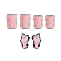 儿童成人轮滑鞋护具头盔全套装滑板平衡车长板骑行护膝防护安全帽 儿童蝴蝶粉色护具(6-12岁)