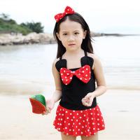 新儿童泳衣女孩连体可爱公主裙式宝宝泳装女童游泳衣2-8岁 送头饰 泳衣+头饰 80-952-3岁