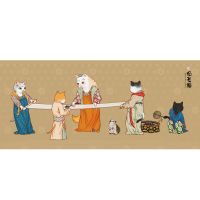 观复博物馆古画系列桌垫复古宫廷风大号卡通鼠标垫笔记本保护垫 观复猫-捣练图