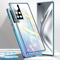 华为荣耀V40手机壳v40双面玻璃金属磁吸万磁王男女款全包镜头防摔 荣耀V40 黑色-普通款.无镜头保护