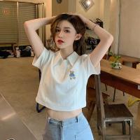 短袖t恤女装高腰露脐甜辣妹风短款修身显瘦上衣2021夏季新款ins潮 白色 棉质面料原版 XXS 建议10斤以下