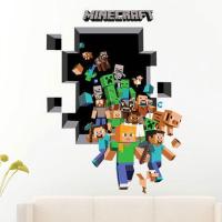 新款我的世界立体3D小人挖矿自粘防水环保儿童房卡通立体墙贴 6006