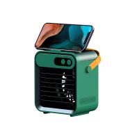 家用迷你小空调宿舍USB小型冷风扇办公室制冷保湿空调扇可加冰晶 [橄榄绿]F80制冷风扇+支架+喷雾