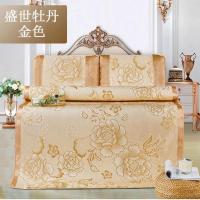 南极人冰丝席单人凉席提花双人席学生宿舍可折叠席子1.5m0.9m草席 金色 90X195cm(单席)