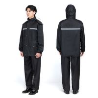 雨衣雨裤套装长款全身防暴雨电动车男女外卖骑行加厚分体防水雨披 双帽檐双层网格款(黑色) M