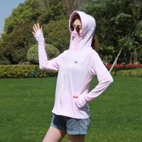 冰丝防晒衣女夏季遮阳透气防晒衫户外百搭电动车长袖防紫外线外套 正版漏马尾辫粉色 均码 80-140斤