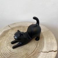 卡通可爱日式土司面包猫咪伸腰软萌懒人支架ins拍摄背景桌面摆件 伸懒腰黑猫手机支架