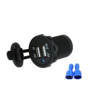 汽车摩托车改装点烟插座式USB车载充电器踏板车防水手机USB车充 双USB充电器