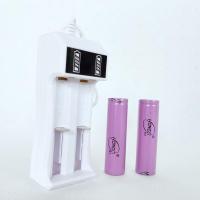 18650充电器两槽锂电池充电器14500充电器手电电池风扇电池头灯 1个两槽充电器+2节平头电池