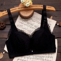 新款超薄款文胸聚拢无钢圈小胸大码上托少女胸罩蕾丝内衣女透气夏 黑色 34/75A