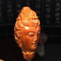 南工橄榄核橄榄胡雕刻观音单籽单颗橄榄核雕刻橄榄胡手工雕刻单籽 1.5x2.8