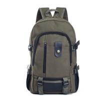 [开学必备]大容量耐磨男士双肩包休闲帆布背包学生书包初高中 军绿色