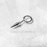 锥形无耳洞可带环不掉色链条钛钢酷潮流男女朋克尖形长款吊坠嘻哈 无耳洞锥形耳环 1个