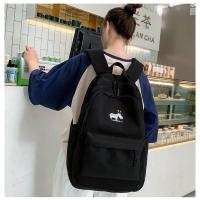 富贵鸟书包女学生韩版ins风简约双肩包新初中高中原宿背包大容量 黑色