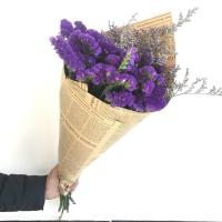 多头玫瑰干花花束蔷薇浪漫泡泡小清新ins北欧风拍照道具家居装饰 紫勿草复古包装纸