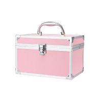 雯欣小号双层家用沐足箱珠宝箱中号化妆包纹绣箱水乳面霜收纳箱 1668#粉平纹(小号)