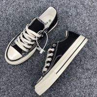 国潮女款低帮透气帆布鞋复古1970s复刻黑色情侣款百搭潮流休闲鞋 常青款 黑色 标准尺码 35[女]