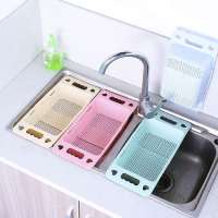 厨房沥水篮子可伸缩水槽洗水果篮子菜篮子多功能放碗筷水槽置物架 颜色随机一个