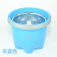 单桶旋转拖把家用拖布桶甩干拖把迷你拖把桶懒人拖把拖地桶墩 梅花单桶(天蓝色) 塑料篮