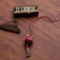 2021新款民族风驱蚊香包端午节中国风香囊随身五彩绳挂脖小荷包 红色(已加香草)